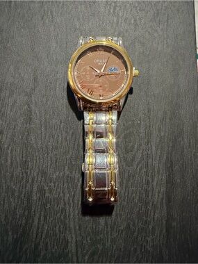 Oruss Brown Dial Watch with Gold-Tone Accents